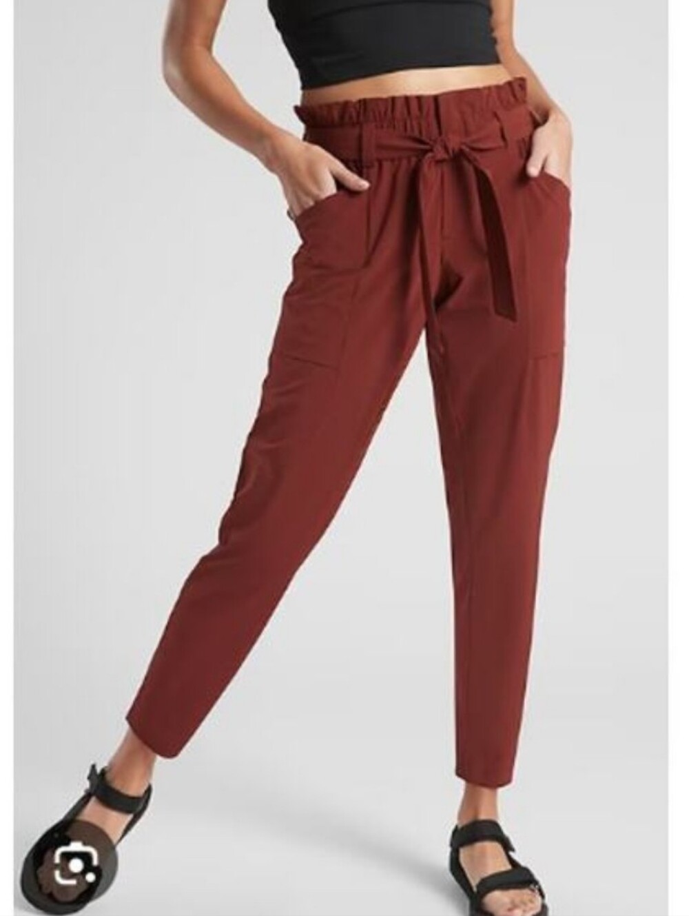 ATHLETA Skyline Maroon Ankle Tie Waist Pants Joggers 8